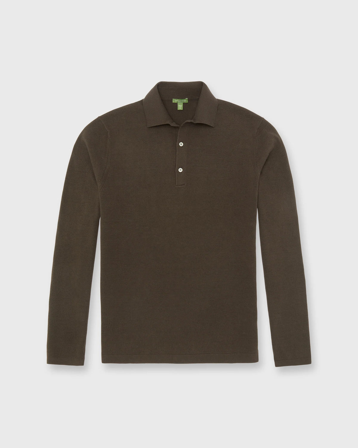 Sid Mashburn Long-Sleeved Rally Polo Sweater Chocolate Cotton