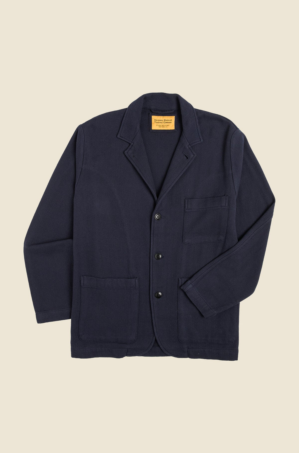 Original Madras Trading Company N°249 SB 5-Roll-3 Button Soft Jacket - Navy - garment view