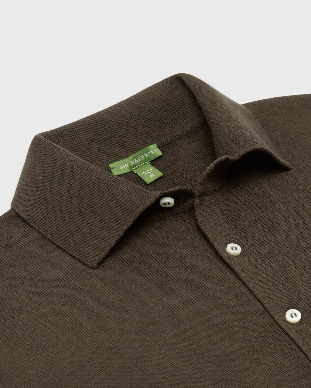 Sid Mashburn Long-Sleeved Rally Polo Sweater Chocolate Cotton