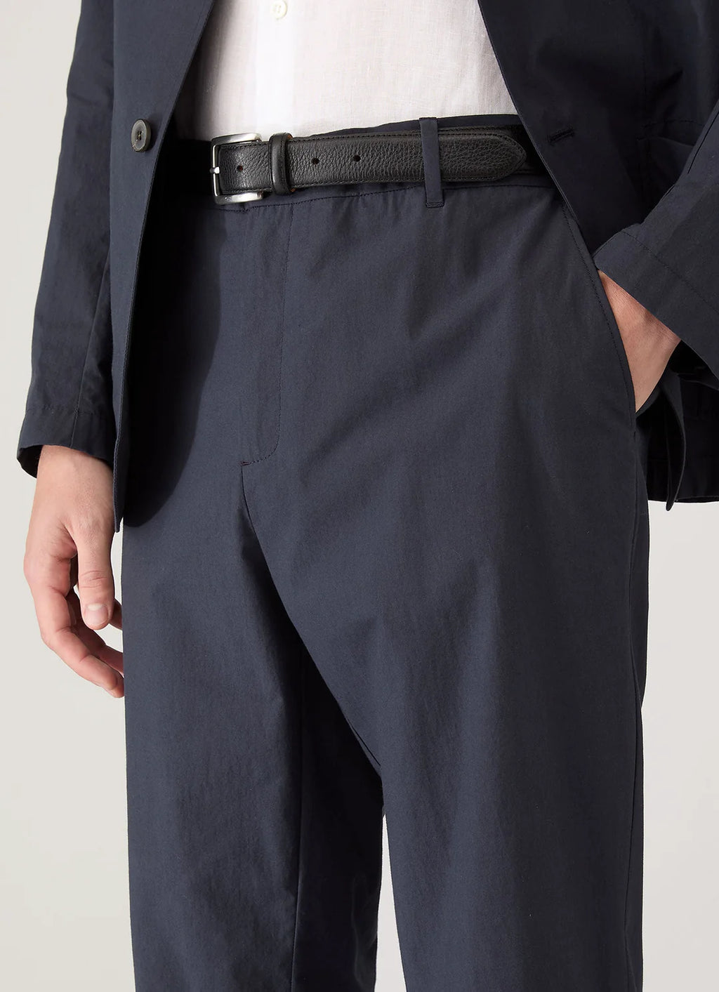 Sunspel Lightweight Cotton Poplin Trouser - Navy