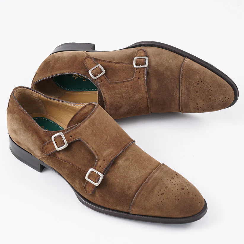 Pastori Romulus Suede Noce Monk Strap