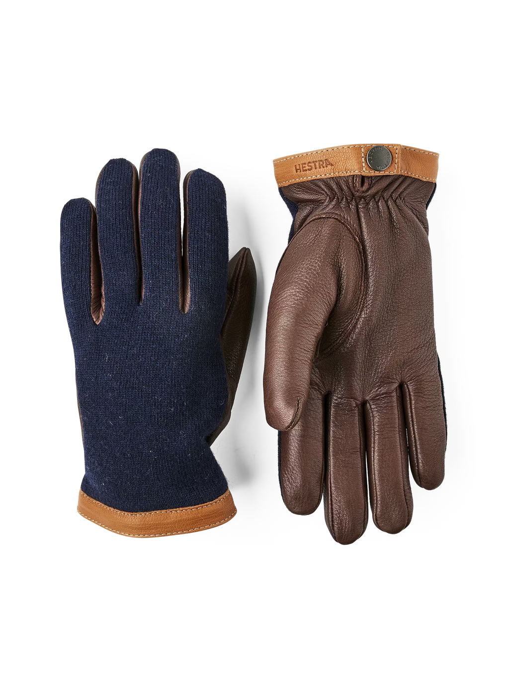 Hestra Gloves Deerskin Wool Tricot Navy/Chocolate