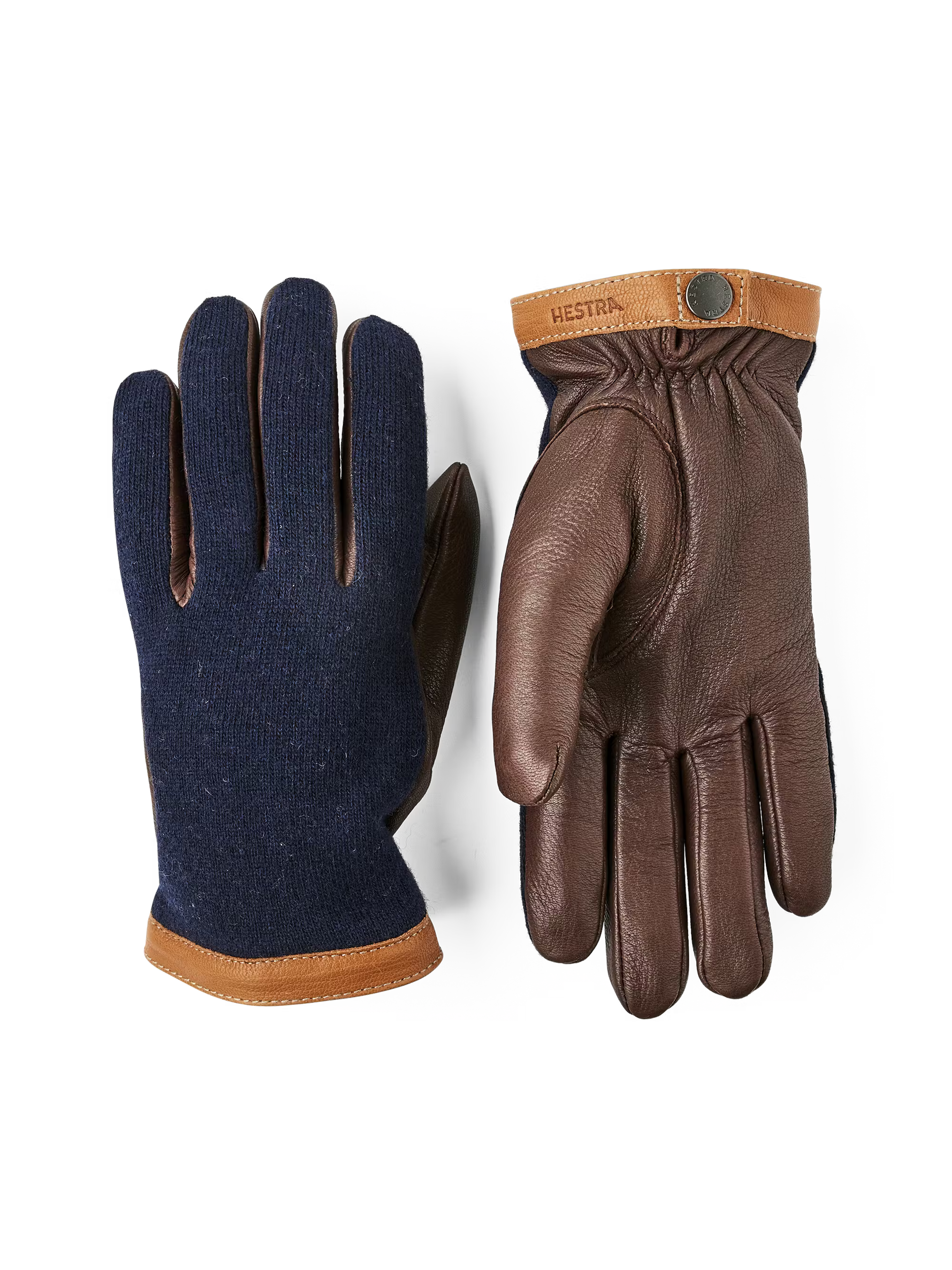 Hestra Gloves Deerskin Wool Tricot Navy/Chocolate