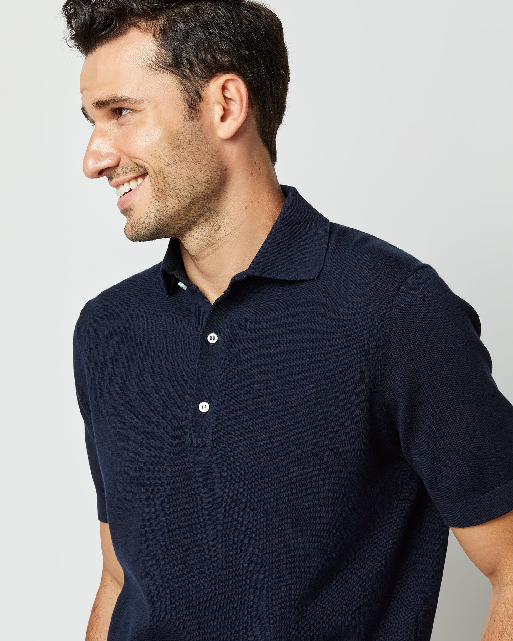 SID MASHBURN Rally Polo Sweater Navy Cotton