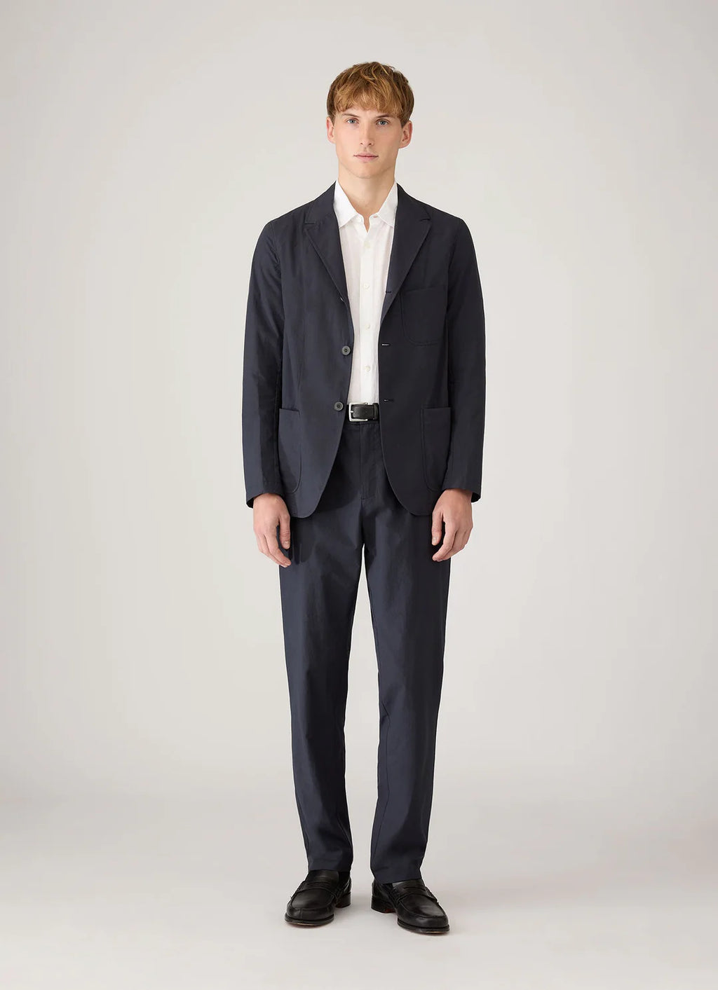 Sunspel Lightweight Cotton Poplin Trouser - Navy