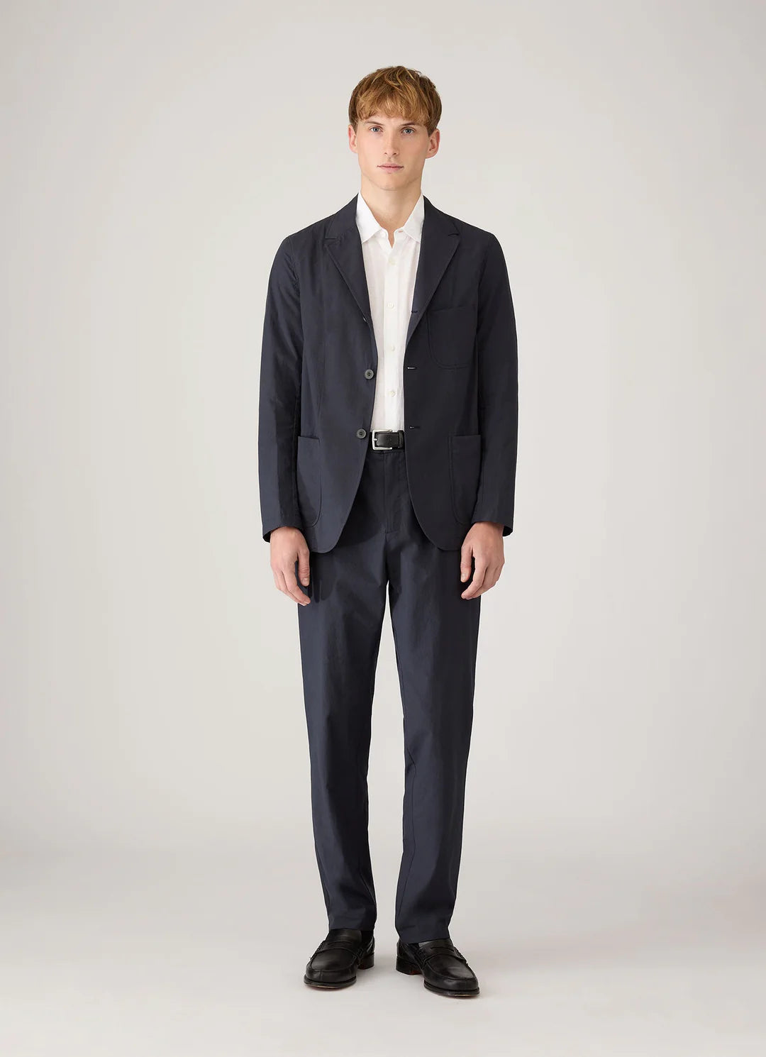 Sunspel Lightweight Cotton Poplin Trouser - Navy