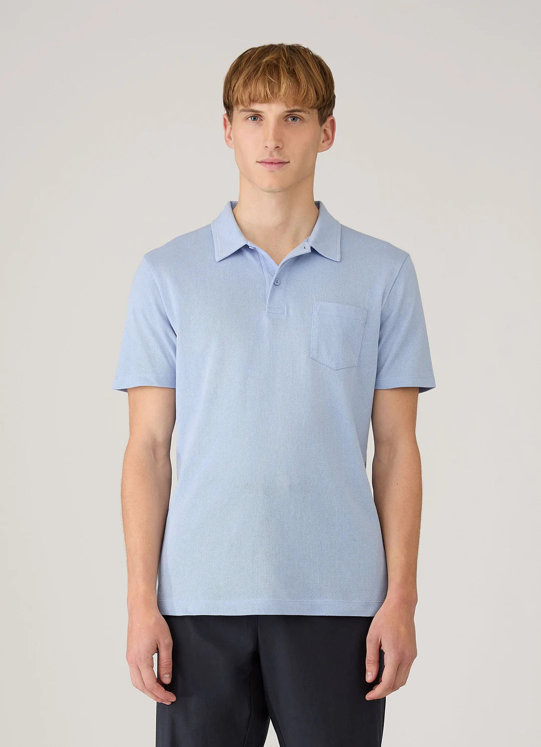 Sunspel SS Riviera Polo Shirt - Sky