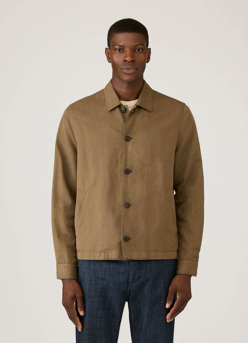 Sunspel Cotton Linen Jacket - Dark Cedar