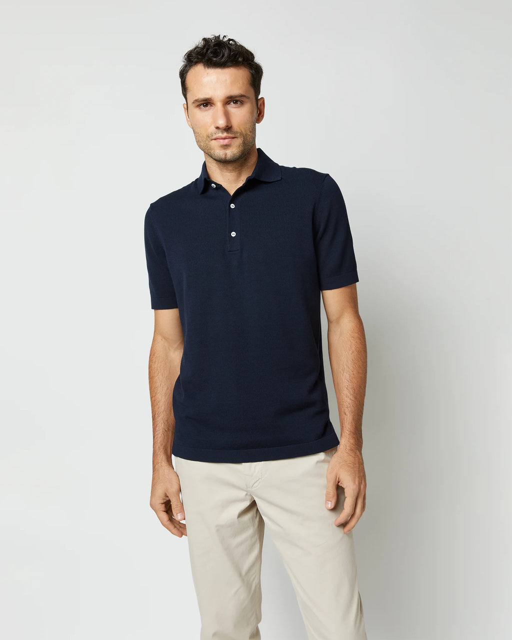 SID MASHBURN Rally Polo Sweater Navy Cotton