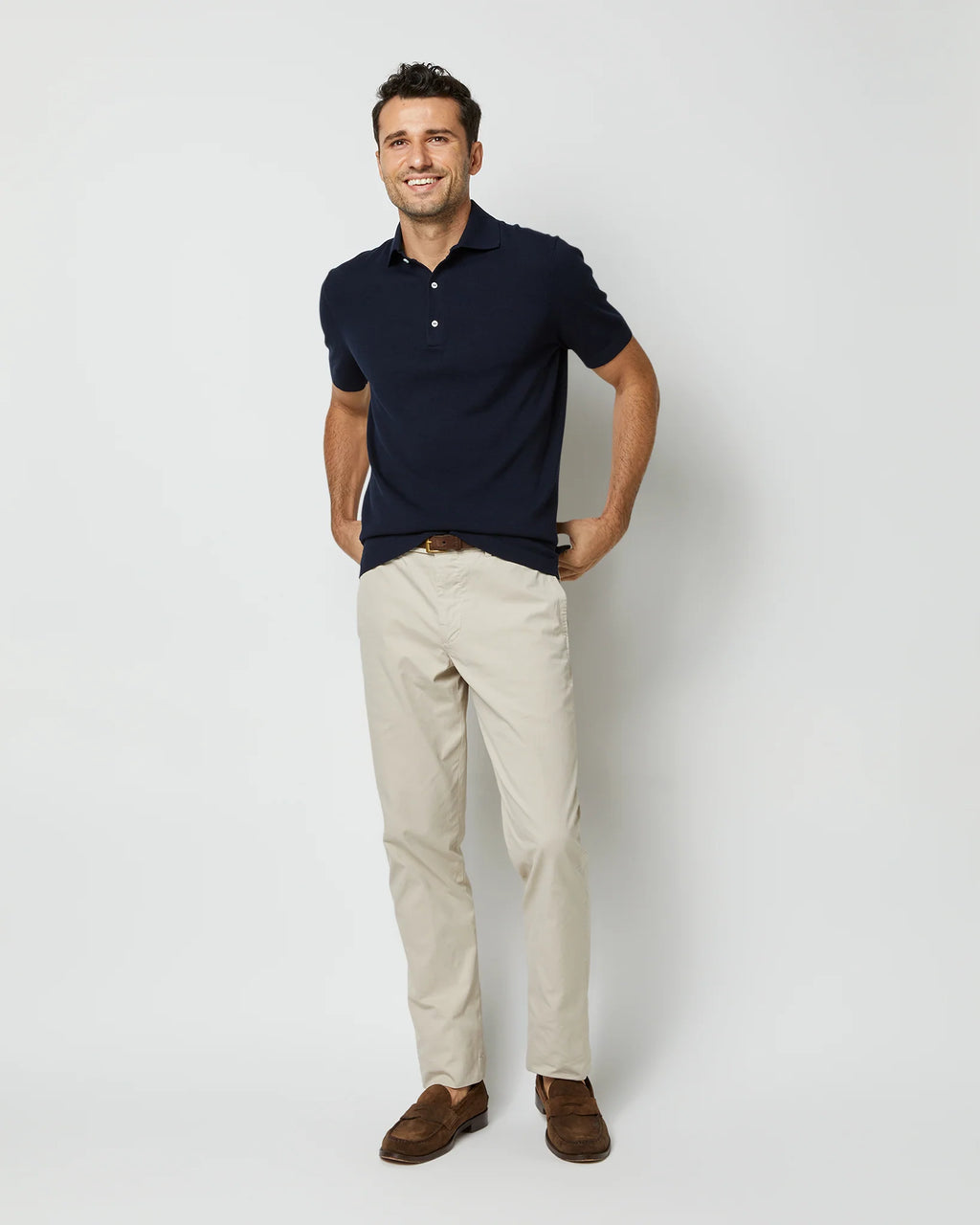 SID MASHBURN Rally Polo Sweater Navy Cotton