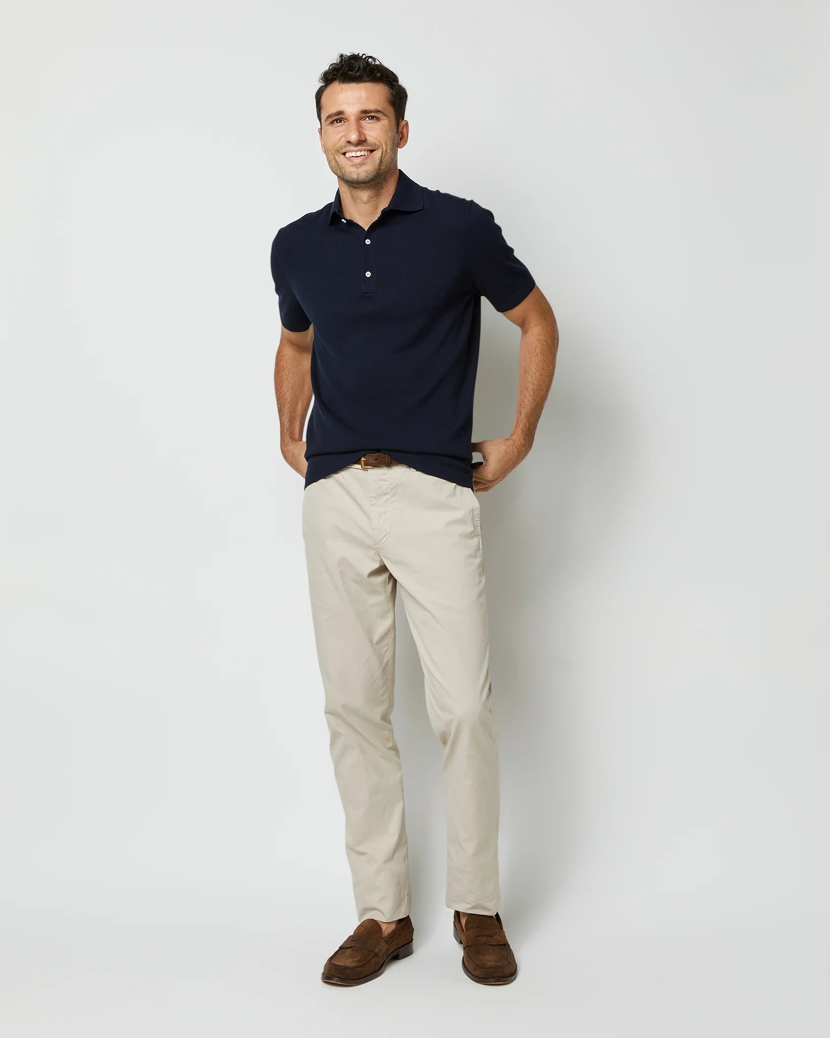 SID MASHBURN Rally Polo Sweater Navy Cotton