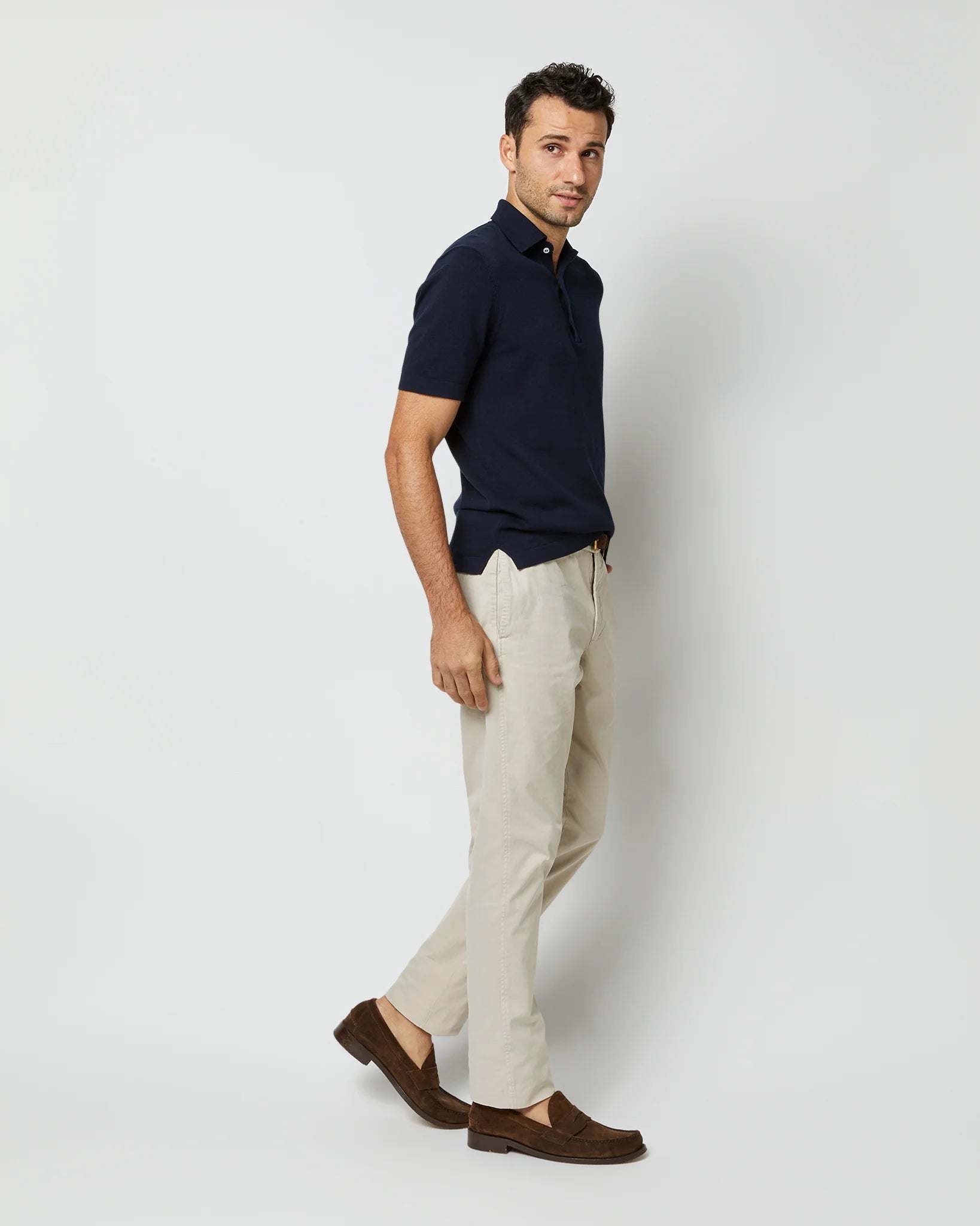 SID MASHBURN Rally Polo Sweater Navy Cotton