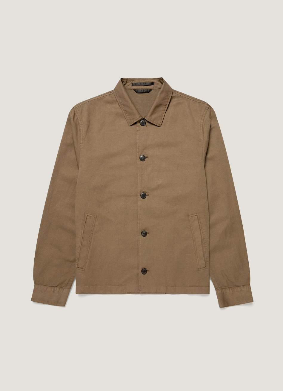 Sunspel Cotton Linen Jacket - Dark Cedar
