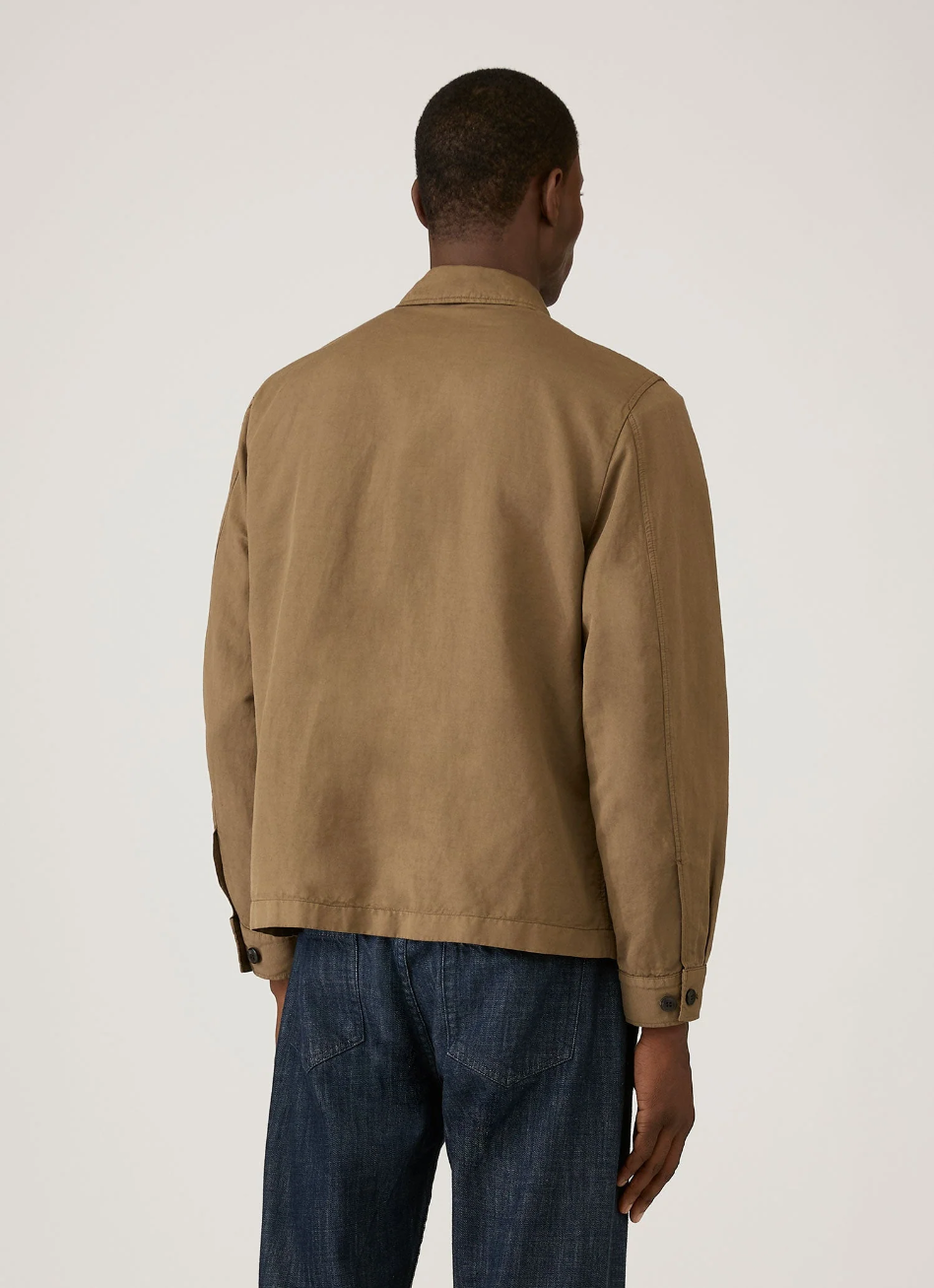 Sunspel Cotton Linen Jacket - Dark Cedar