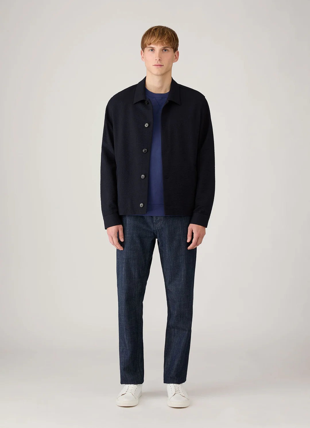 Sunspel Loopback Sweatshirt - Ink Blue