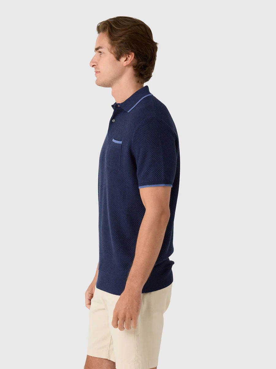 Greyson Seneca Sweater Polo Navy