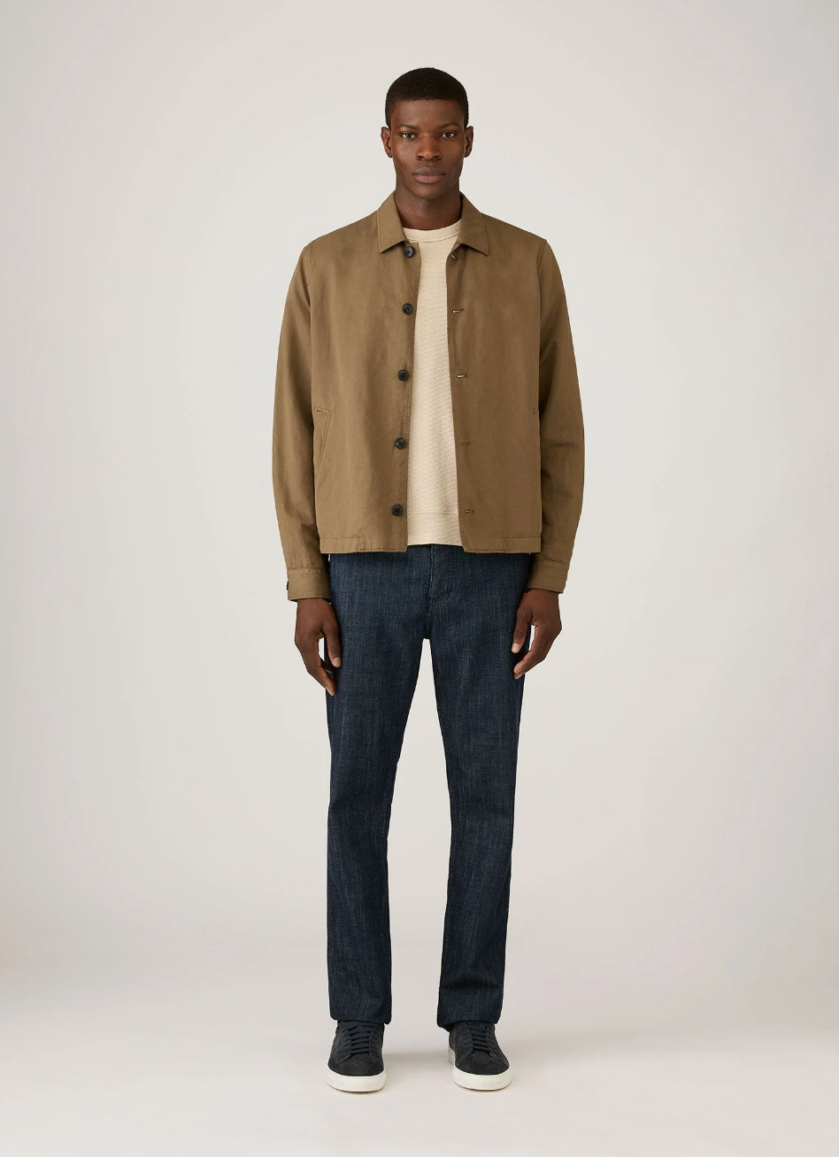 Sunspel Cotton Linen Jacket - Dark Cedar