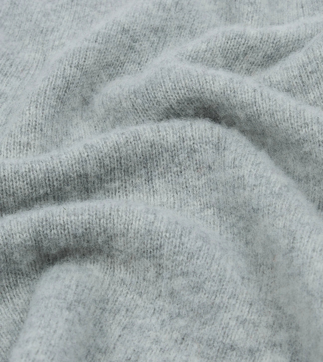 Drake's Silver Grey Brushed Shetland Crew Neck Jumper