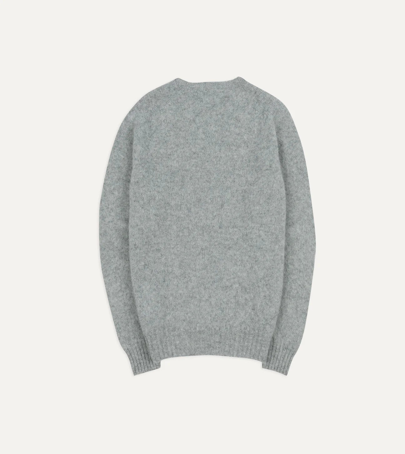 Drake's Silver Grey Brushed Shetland Crew Neck Jumper