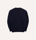 Drake’s Navy Brushed Cable Knit Shetland Crew Neck Jumper