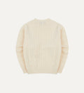 Drake's Ecru Brushed Shetland Cable Knit Crew Neck Jumper
