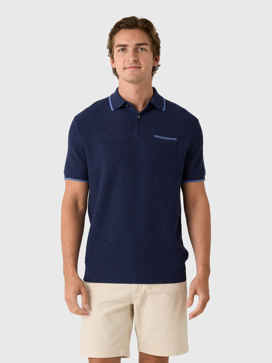 Greyson Seneca Sweater Polo Navy