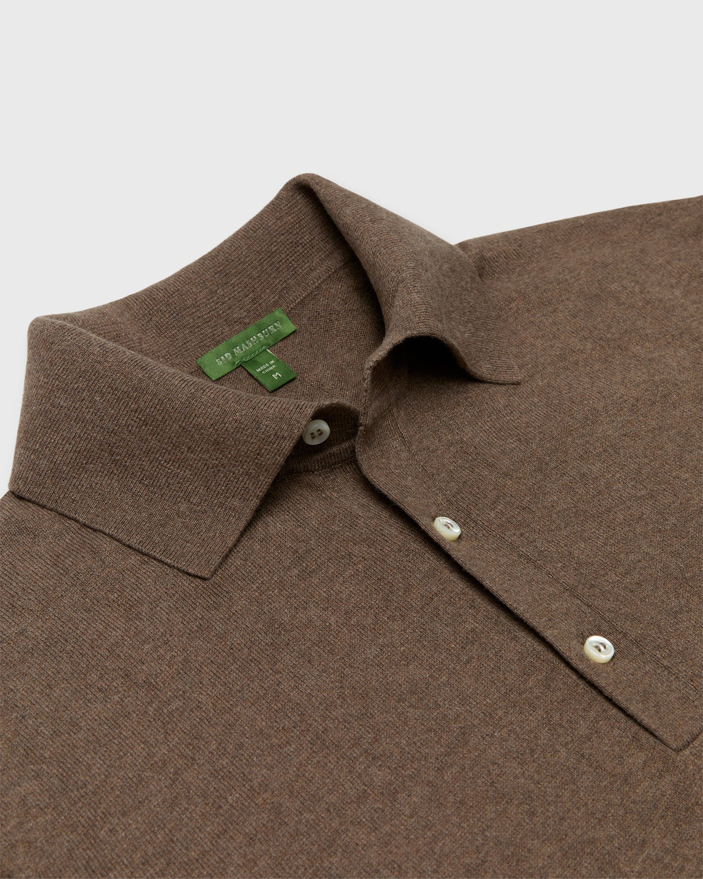 Sid Mashburn Long-Sleeved Rally Polo Sweater Feather Taupe Cotton/Cashmere