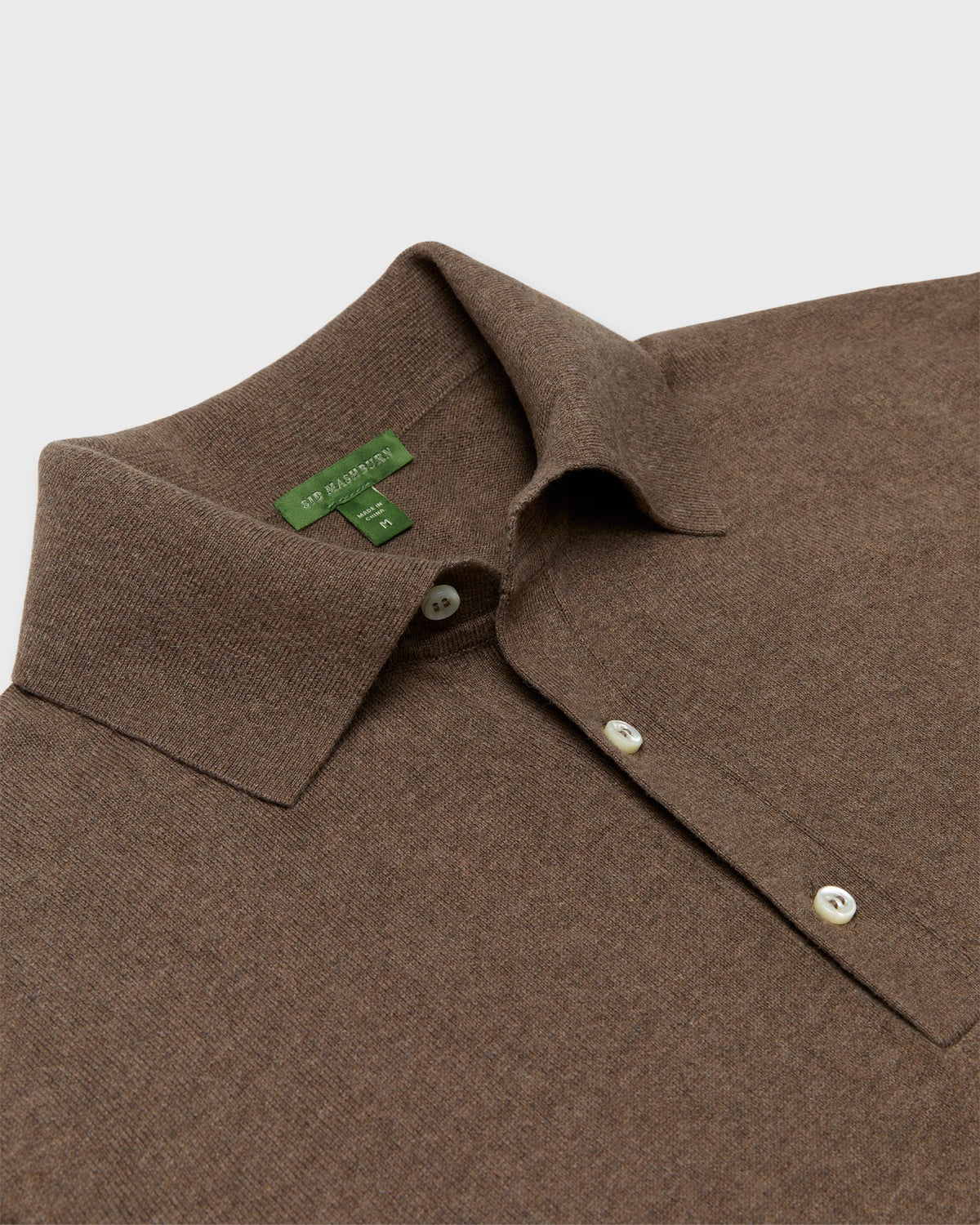 Sid Mashburn Long-Sleeved Rally Polo Sweater Feather Taupe Cotton/Cashmere