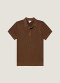 Sunspel Contrast Rib Polo Shirt - Bronze