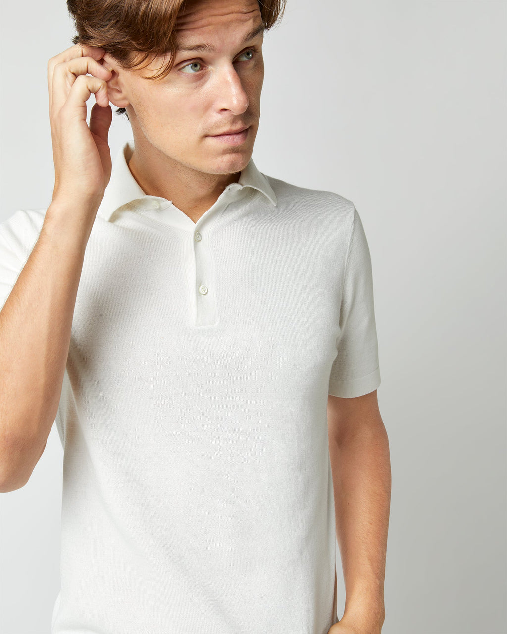 SID MASHBURN Rally Polo Sweater Chalk Cotton