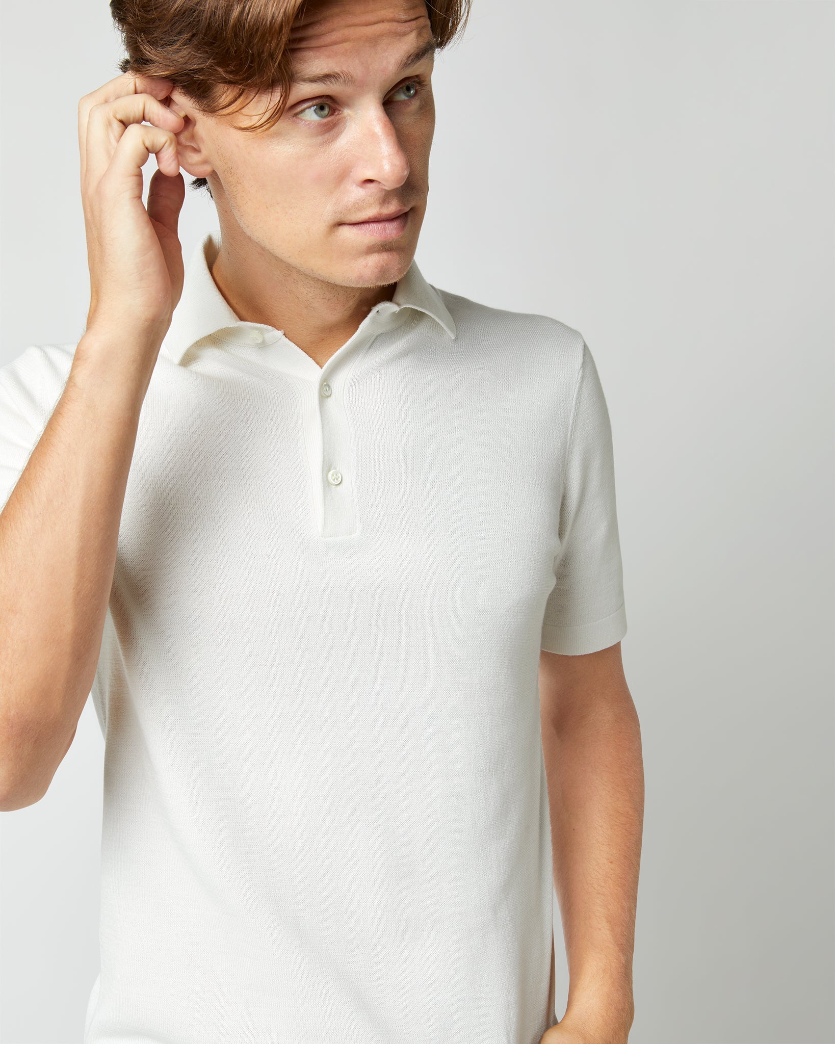SID MASHBURN Rally Polo Sweater Chalk Cotton