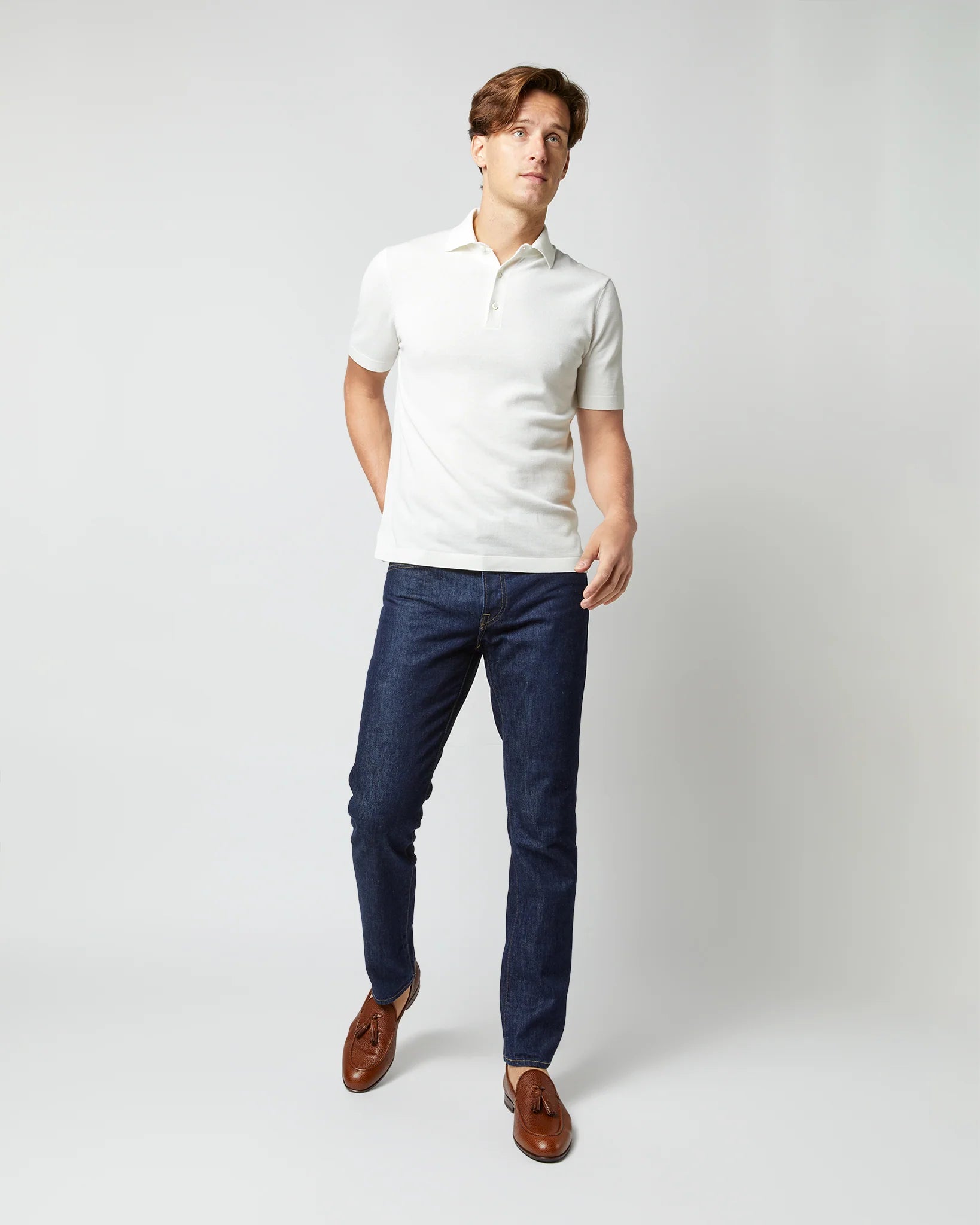SID MASHBURN Rally Polo Sweater Chalk Cotton