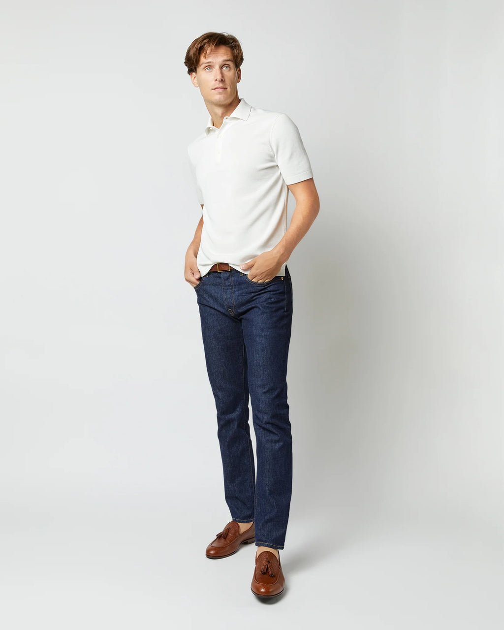 SID MASHBURN Rally Polo Sweater Chalk Cotton