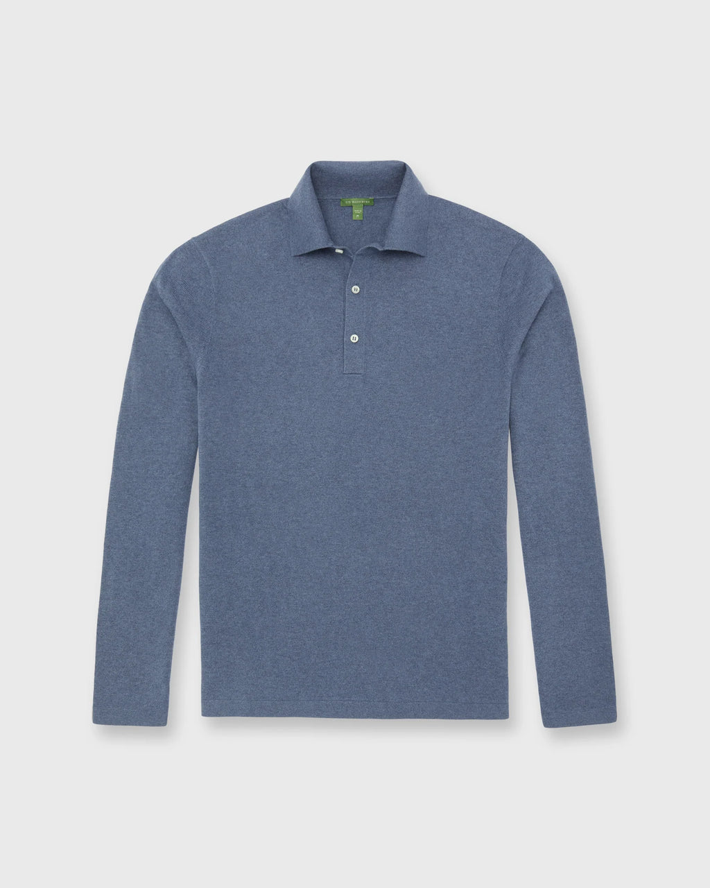 Sid Mashburn Long-Sleeved Rally Polo Sweater Heather Blue Cotton/Cashmere
