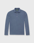 Sid Mashburn Long-Sleeved Rally Polo Sweater Heather Blue Cotton/Cashmere