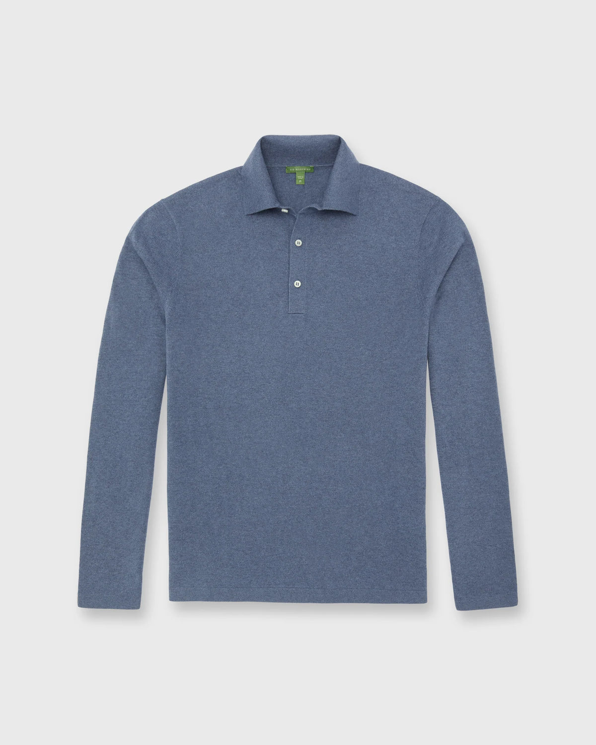 Sid Mashburn Long-Sleeved Rally Polo Sweater Heather Blue Cotton/Cashmere