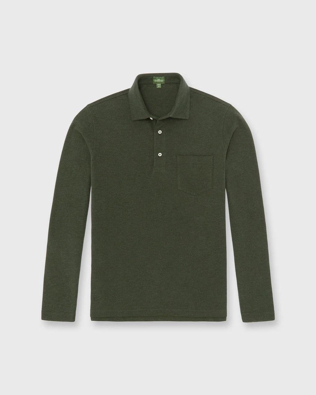 Sid Mashburn Long-Sleeved Polo Heather Olive Pima Pique