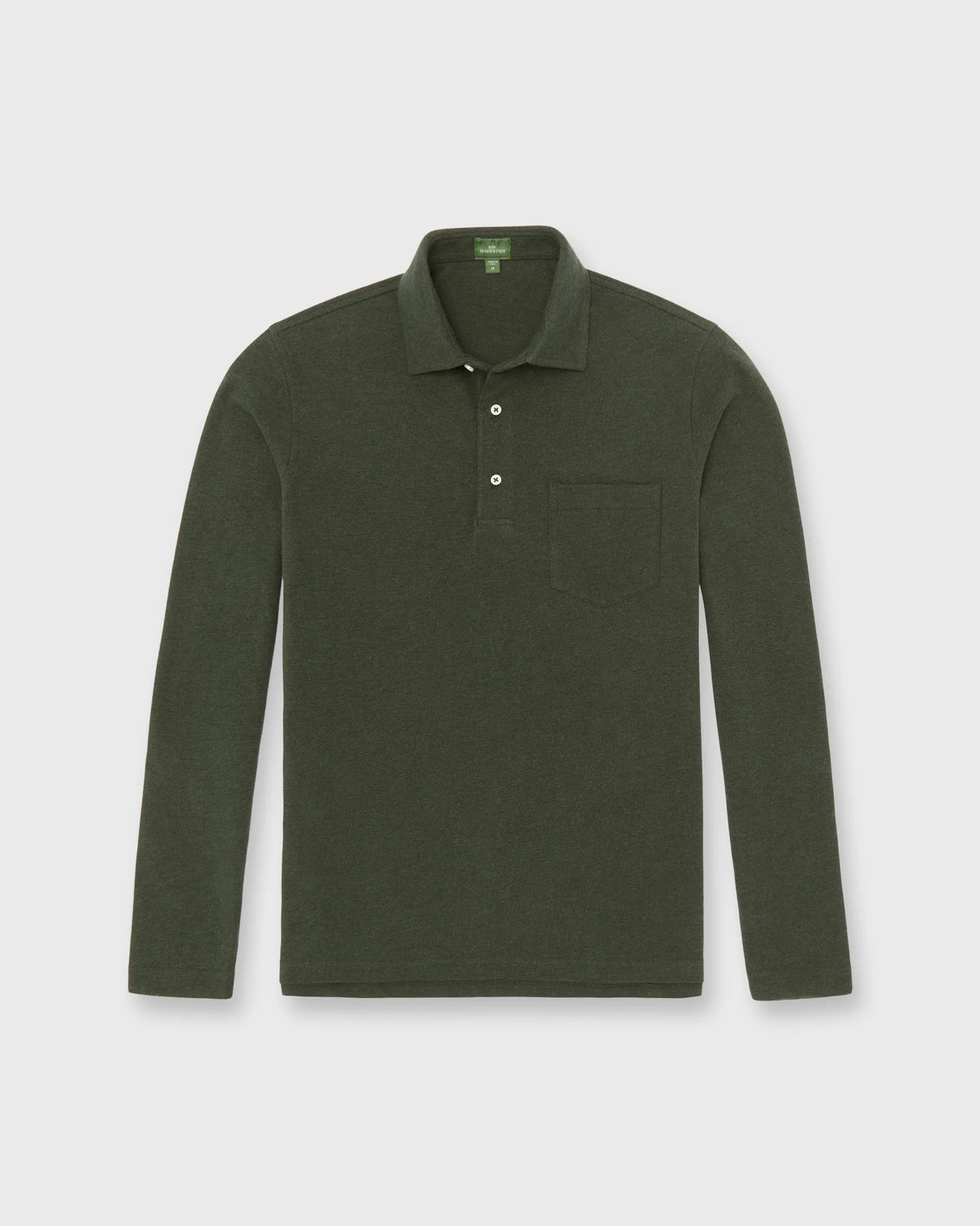 Sid Mashburn Long-Sleeved Polo Heather Olive Pima Pique
