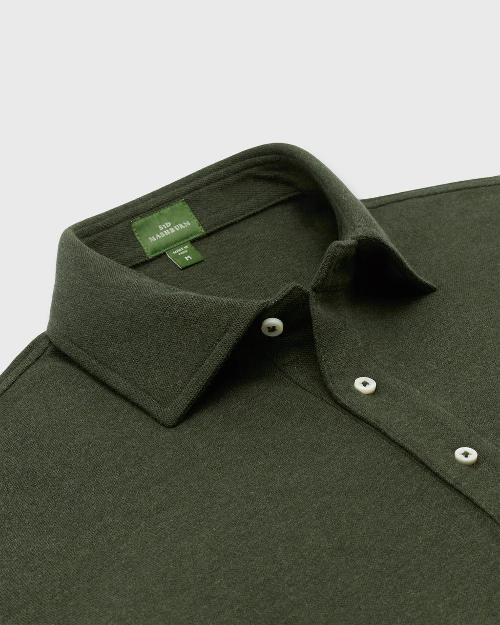 Sid Mashburn Long-Sleeved Polo Heather Olive Pima Pique