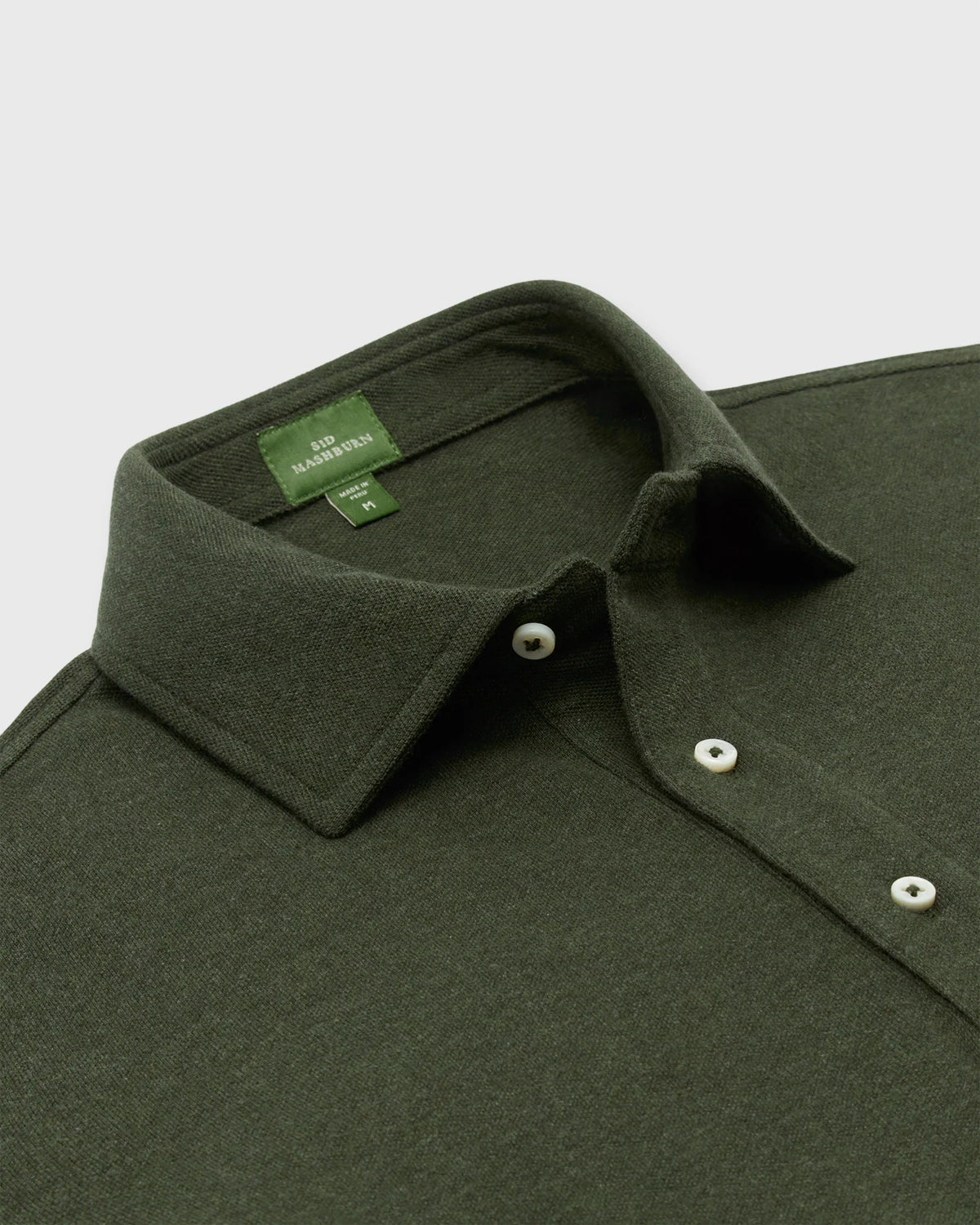 Sid Mashburn Long-Sleeved Polo Heather Olive Pima Pique