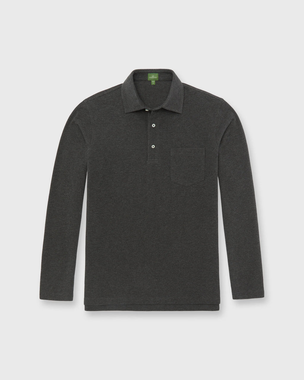 Sid Mashburn Long-Sleeved Polo Heather Charcoal Pima Pique