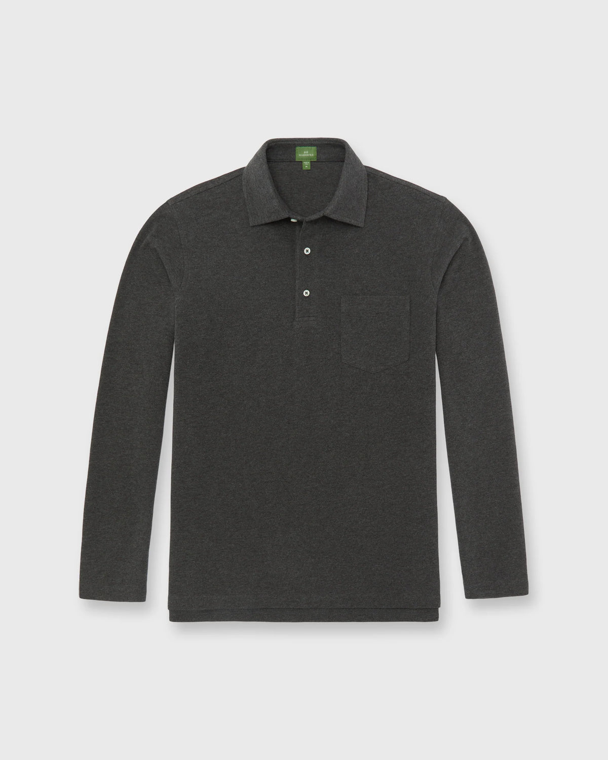 Sid Mashburn Long-Sleeved Polo Heather Charcoal Pima Pique