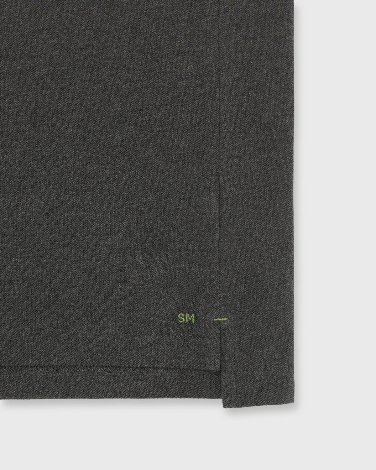 Sid Mashburn Long-Sleeved Polo Heather Charcoal Pima Pique