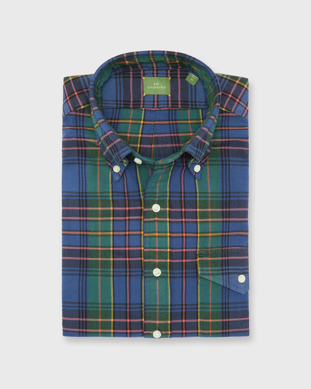 Sid Mashburn Handmade Button-Down Sport Shirt Bluegrass/Red/Yellow Madras