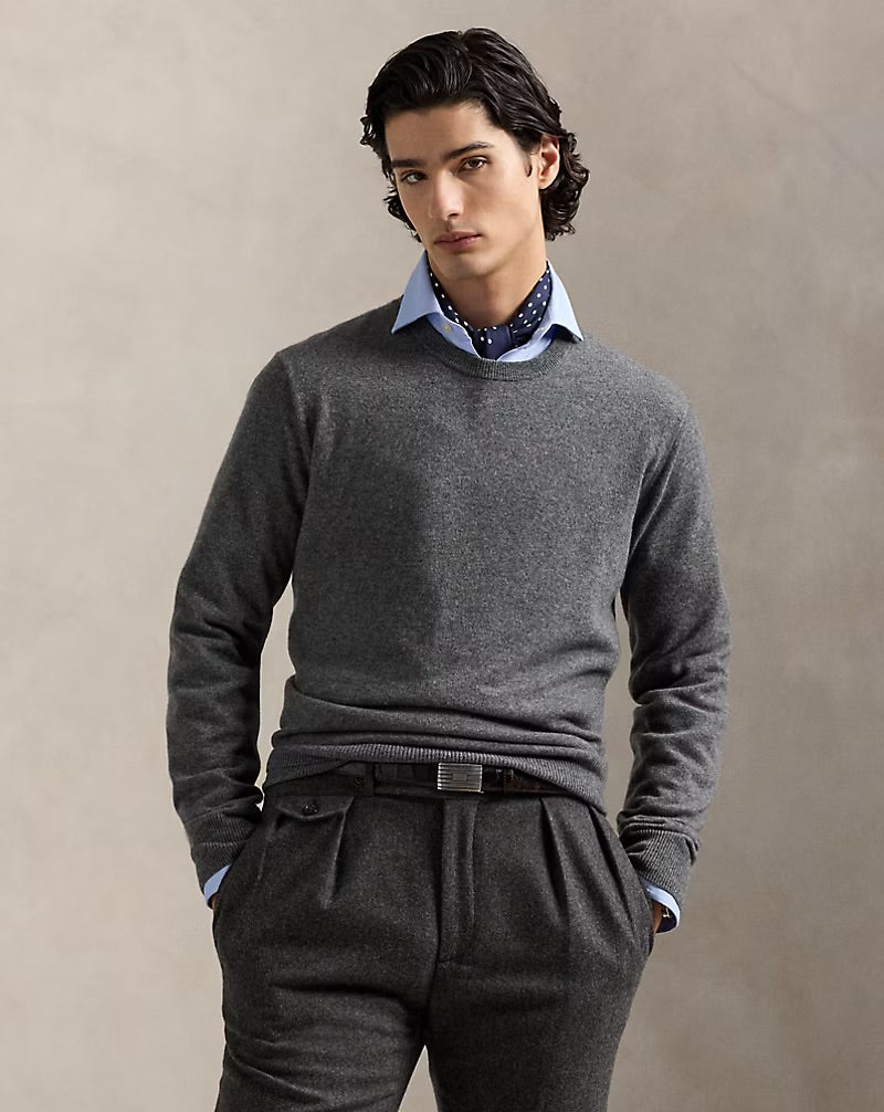 Ralph Lauren Washable Cashmere Sweater Static Grey Heather