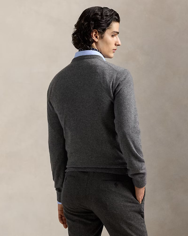 Ralph Lauren Washable Cashmere Sweater Static Grey Heather