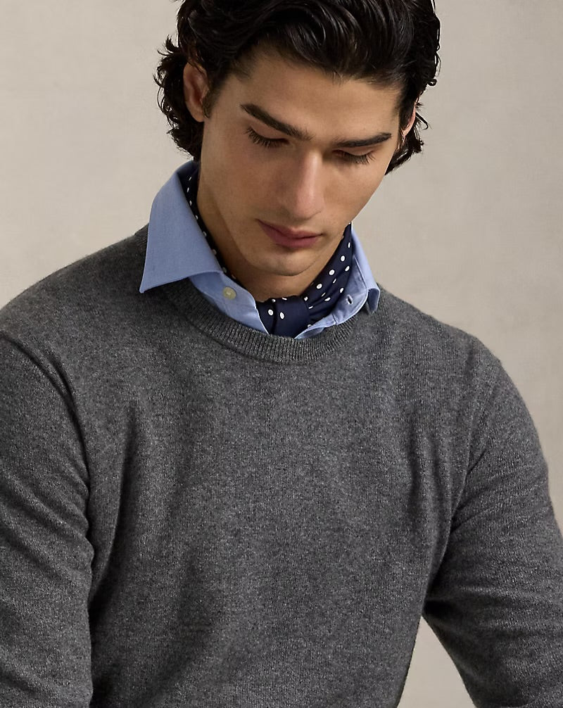 Ralph Lauren Washable Cashmere Sweater Static Grey Heather