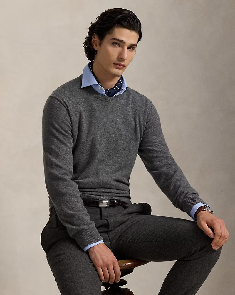 Ralph Lauren Washable Cashmere Sweater Static Grey Heather