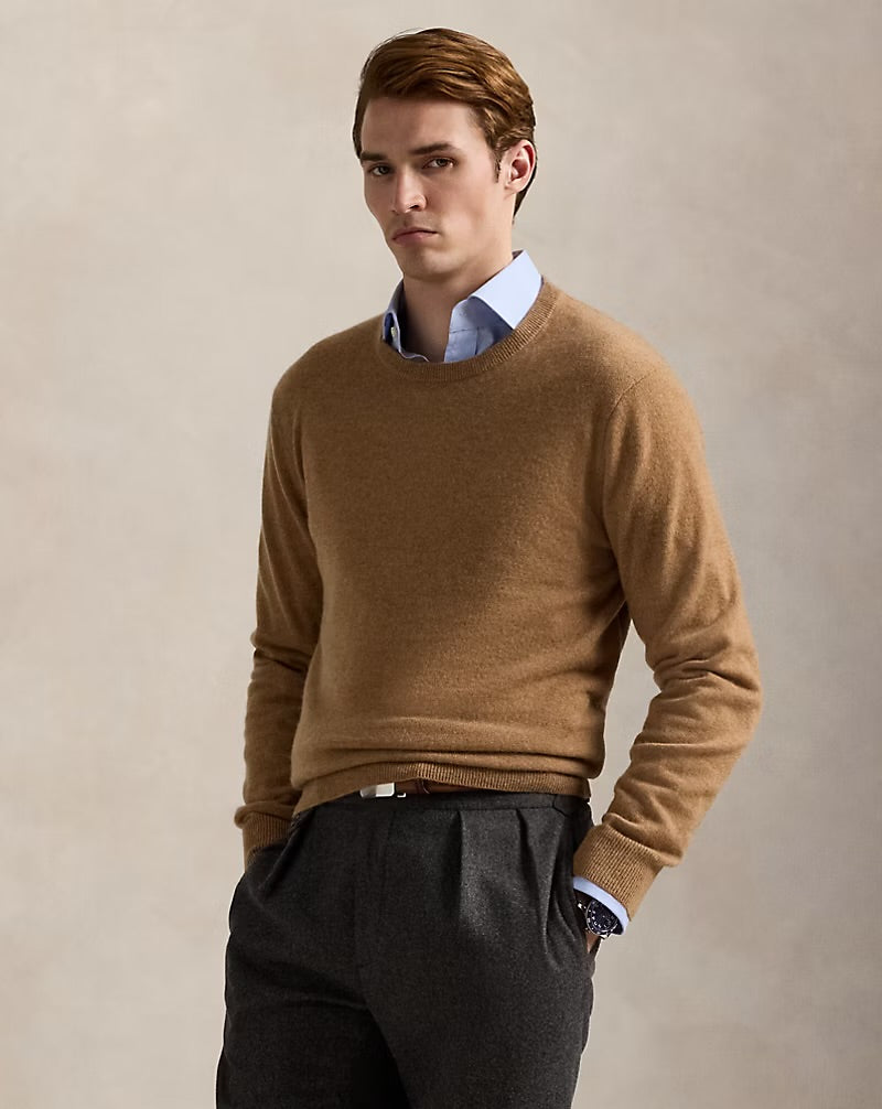 Ralph Lauren Washable Cashmere Sweater Brown Sugar Melange