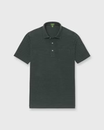 SID MASHBURN Short-Sleeved Polo Heather Sea Moss/Heather Brown Stripe Pima Pique